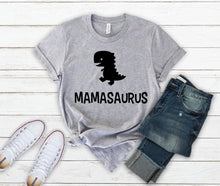 Load image into Gallery viewer, Funny Mom Shirt, New Mom Announcement T-shirt, Dinosaur Mamasaurus Funny Mother Mama Mommy Gift